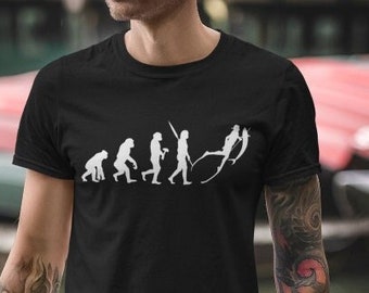 Spearfishing Evolution T-Shirt, Spear Karpfen Fisch Lustige T-Shirt Männer und Frauen, Fischer Geschenk, Camping Shirt, Geschenk für Papa Angler Angeln Liebhaber