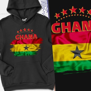 Ghana Football Hoodie, World Soccer Sports Hooded Jumper for Men Women, Country Flag Graphic Hoody, Ghanaian Tourist National Souvenir Gift