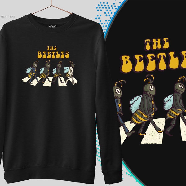 The Beetles Classic Sweatshirt, Parody Humor Funny Art Cartoon Jumper Beatles Fan Sweater Gift