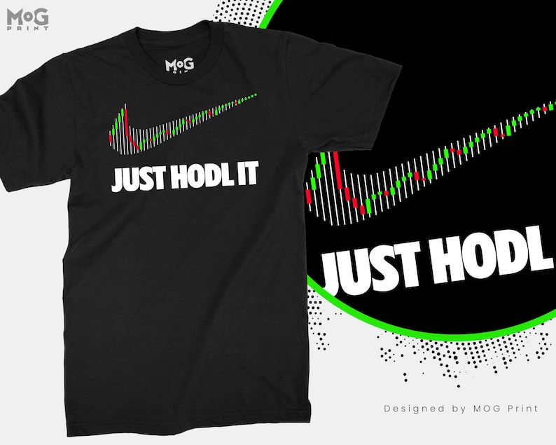 JUST HODL IT Logo T-shirt | Funny Crypto Shirt Parody | Bitcoin Cardano Ethereum Xrp Ripple Dogecoin | Investors Traders - Unisex Tee image 1