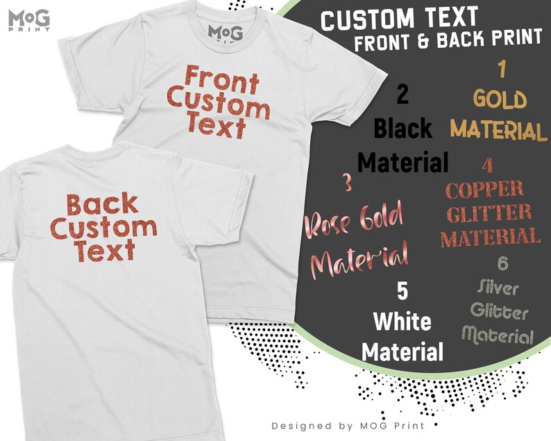 Personalised Text Front & Back Tshirt Custom Printed Shirt Etsy UK