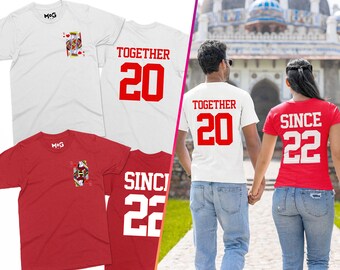 King and Queen Card T Shirt, Custom Together Since Year Couple Outfits, Matching Valentines Day Gift Tops, Poker Playing Cards Tee