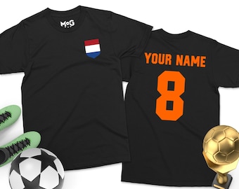 Camisa holandesa do futebol | Homens Mulheres Crianças | Holanda Holandês Nederlands Voetbal | Camiseta de futebol personalizada com nome e número torcedores da Copa da Holanda