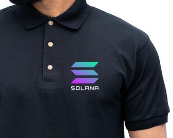 Solana Logo Sol Polo Shirt Crypto Currency Digital Coin Trader Investor Trading Investing Eth Btc Blockchain Platform Gift For Him Her