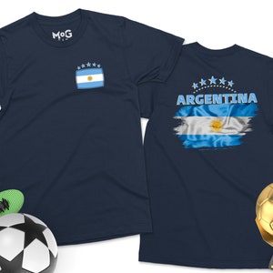 Argentina Football Jersey Round Neck Short Sleeves Comfortable Summer Unisex Argentina Flag Football Soccer Souvenir Gift for Men Women Kids