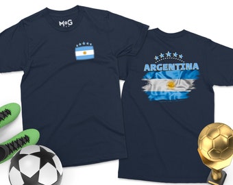 Koszulka piłkarska Argentyny Okrągły dekolt Krótkie rękawy Wygodna Lato Unisex Flaga Argentyny Piłka nożna Piłka nożna Pamiątkowy prezent dla mężczyzn Kobiet Dzieci