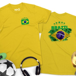 Brasilien-Flaggen-T-Shirt Brasilien-Flaggen-Fußball-Fußball-Land-Stolz Unisex-Geschenk-Rundhals-Kurze ärmel Sommerkleidung für Männer Frauen Kinder