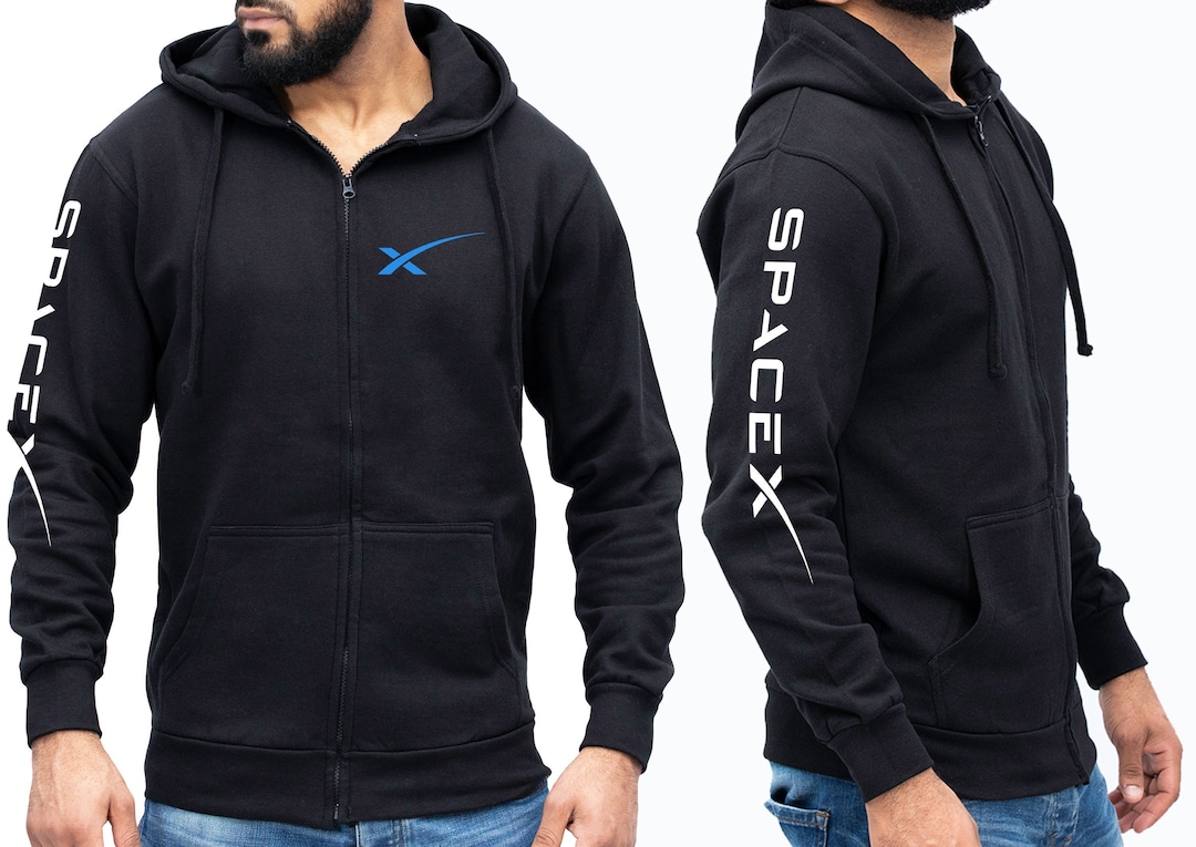 Spacex Logo Zip Hoodie Spacex Clothing Spacex Jumper Astronomy Gift