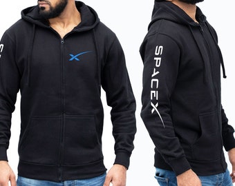 Spacex logo zip hoodie | spacex clothing | spacex jumper | astronomy gift | astrophysics | mars | elon musk | unisex jacket sizes s-2xl