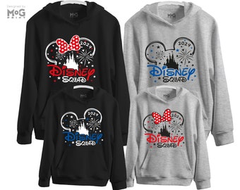 Sudadera con capucha de algodón de Disney Squad, sudadera con capucha de Disney World Mickey y Minnie Disneyland, sudaderas con capucha familiares a juego, jerseys unisex de viaje de vacaciones a Disney World