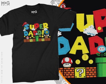 Super Daddio Funny Daddy Fathers Day Nerdy Video Gamer 8bit Retro Lover Dad Retro Video Game Boy Dad Gift Gaming Fathers Day Birthday Tshirt