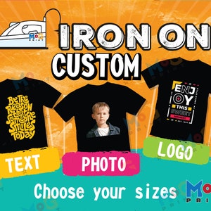 Custom Iron on T-shirt Transfers Personalised Your Image Photo