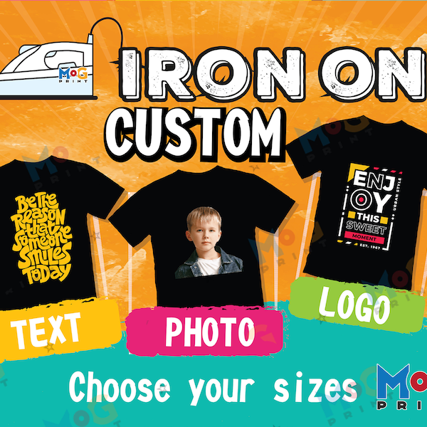 Custom Iron On Heat Transfers, DIY T-shirt Heat Transfer Ready to Apply DTF Iron On Personalised, Your Custom Design, Gang Sheet Transfers