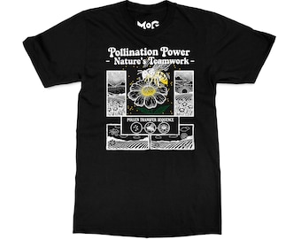 Bee Pollination T-shirt, Retro Bees Flowers Tee, Botanical Science Shirt, Pollinator Power Bee Wildflower Tee, Nature Insect Lovers Gift Top