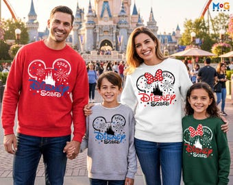 Moletom de algodão Disneyland Squad, conjunto Disneyworld Mickey e Minnie, conjunto combinando para férias em família na Disneyland Paris em 2026 (unissex)