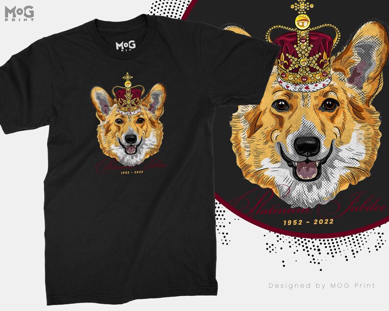 Queens Corgi Dog T-shirt Boys Girls Adults Queen's Platinum Jubilee tshirt kid Unisex Elizabeth II Gift UK 