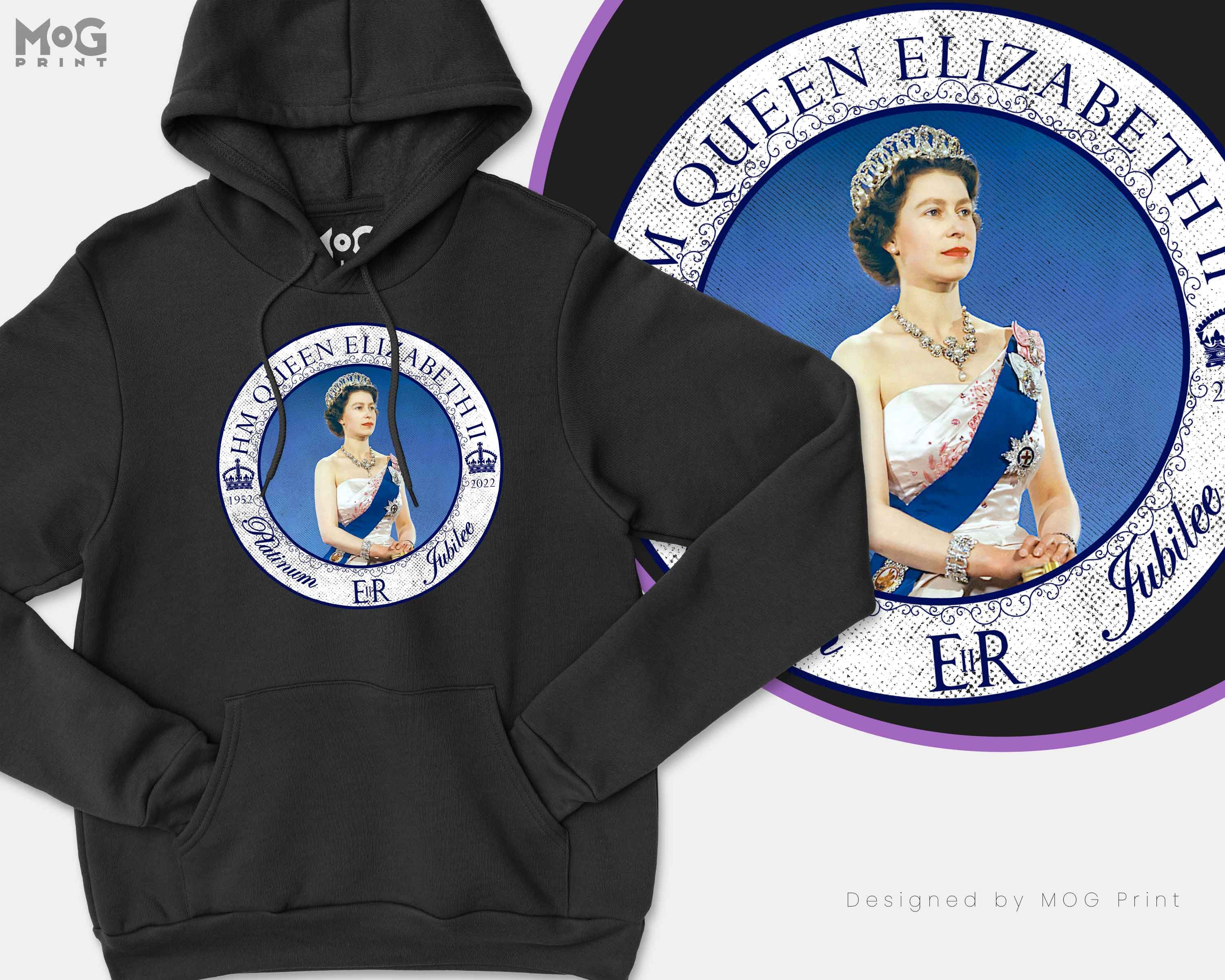 Discover Queen Elizabeth Platinum Jubilee Celebration Hoodie Queens 70th Jubilee Anniversary Party Hoody Queen Painting Royal Jubilee Jumper Gift Top