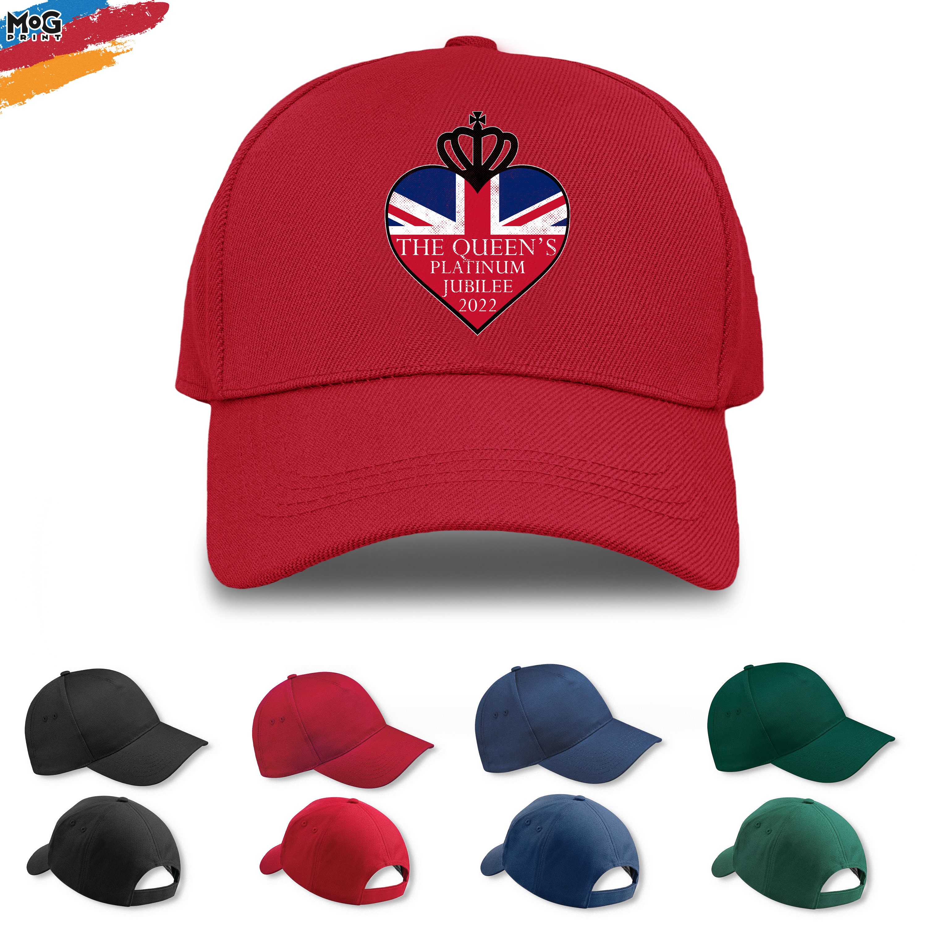 Discover Heart Crown Union Jack Flag Baseball Cap | The Queen's Platinum Jubilee 2022 | 70th Queen Elizabeth II Jubilee Gifts HAT for Men Women Kids