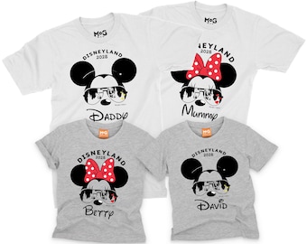Disneyland Personalised Family T-shirt Group Family Holiday Vacation Disneyworld | Custom Name Text | Mickey Minnie Adult Kids Tees All Size