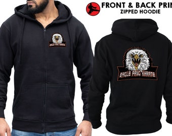 Adlerzahn Karate-Zip-Hoodie | Cobra Kai inspiriert Hoodie | Retro Tv Karate Kid Dojo Cobra Kai Geschenke | Adler EFK - Zip Hoodie Erwachsene Unisex