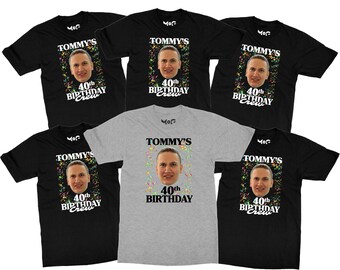 Personalised 40th Birthday T-shirt, Custom Photo Shirt, Confetti Retro Party Gift Unisex Shirt, Friends & Family B’Day Celebration Top