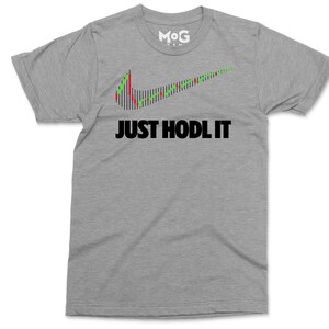 JUST HODL IT Logo T-shirt | Funny Crypto Shirt Parody | Bitcoin Cardano Ethereum Xrp Ripple Dogecoin | Investors Traders - Unisex Tee image 5