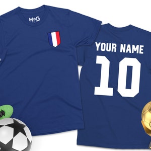 France Football Shirt | Men Women Kids French Football Tshirt | Name + Number Personalised World France Cup Football Supporters French Shirt