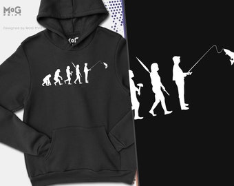 Fishing Evolution Hoodie, Fisherman Gift Jumper, Funny Angling Evolution Sweatshirt, Fathers Day Gift For Dad Grandad Men