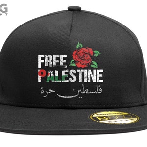 Free Palestine Snapback Palestinian National Flag Country Pride Arabic Calligraphy Trucker’s Cap | Rose Symbol Gaza Peace Unisex Snapback