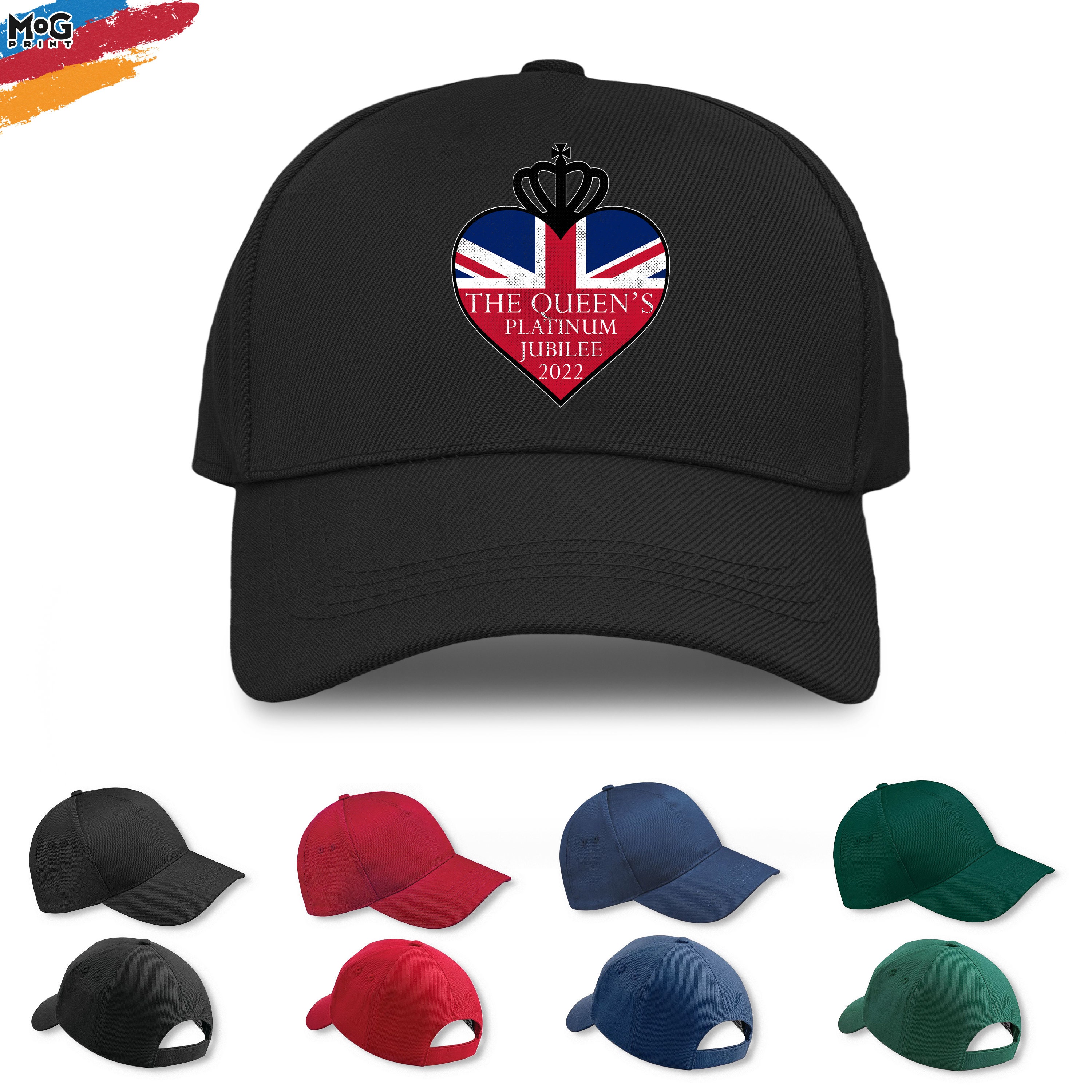 Discover Heart Crown Union Jack Flag Baseball Cap | The Queen's Platinum Jubilee 2022 | 70th Queen Elizabeth II Jubilee Gifts HAT for Men Women Kids