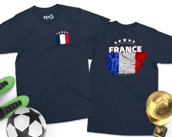 Frankrike VM i fotboll T-shirt, Herr Dam & Barn Frankrike Fotboll t-shirt VM Frankrike Fotboll Cup T-shirt Franska Les Bleus Flagga t-shirt