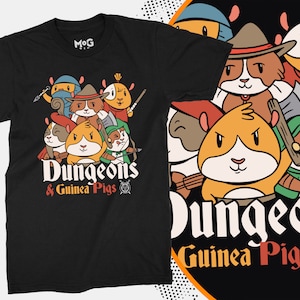 Dungeons and Guinea Pigs T-shirt per uomini donne e bambini, DnD Dragons Master Tee, Divertente parodia Dice Gaming Geek Shirt, Gamer Birthday Gifts