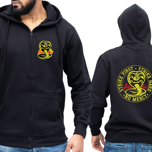 Sweat à capuche zippé Cobra Kai | Cadeau Cobra Kai | Arts martiaux mixtes | Cadeau MMA | Karaté Kid | Émission de télévision rétro | Sweat à capuche Cobra Kai | Veste pull unisexe