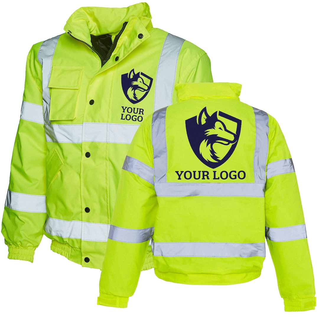 CUSTOM LOGO High Visibility Personalised Fleece Bomber Jacket Padded ...