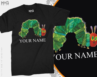 Personalised Kids Name Hungry Caterpillar T-Shirt World Book Day Cute Custom Very Hungry Caterpillar Boys/Girls Costume Reading Gift Tee Top