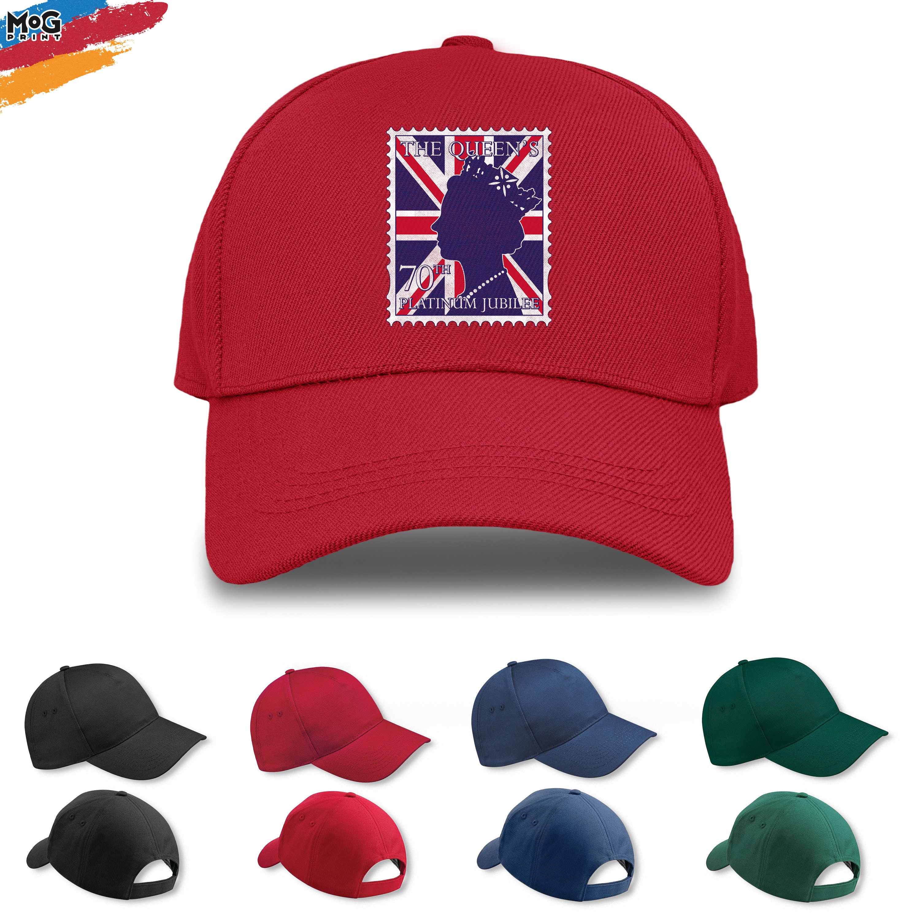 Discover Union Jack Stamp Baseball Cap | Queen Head Crown | The Queens Platinum Jubilee 2022 Gifts | Queen Elizabeth II Union Jack Flag | Unisex Hat