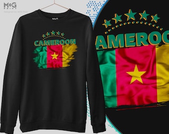 Cameroon Flag Football Sweatshirt, National Soccer Team Jumper, Patriotic African Pride Crewneck, Supporter Gift Sweater
