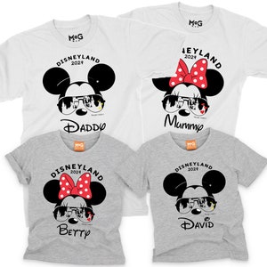 Personalised Family Disneyland T-shirt Group Family Holiday Vacation Disneywrld | Custom Name Text | Mickey Minnie Adult Kids Tees All Sizes