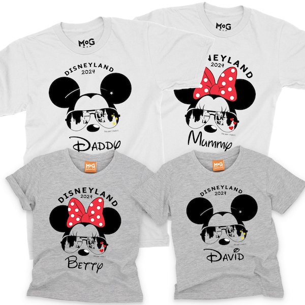 Disneyland personalisiertes Familien-T-Shirt, Gruppen-Familienurlaub, Urlaub, Disneyworld | Benutzerdefinierter Namenstext | Mickey Minnie T-Shirts für Erwachsene und Kinder in allen Größen