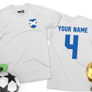 Schottland Fußball Shirt | Herren Damen Kinder | Schottische Fußball-WM | Benutzerdefinierte Name & Nummer Personalisiertes Tshirt World Football Cup Top