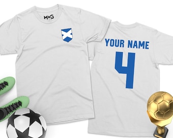 Schotland voetbalshirt | Heren Dames Kinderen | Schotse Wereldbeker voetbal | Aangepaste naam en nummer gepersonaliseerde t-shirt WK voetbal top