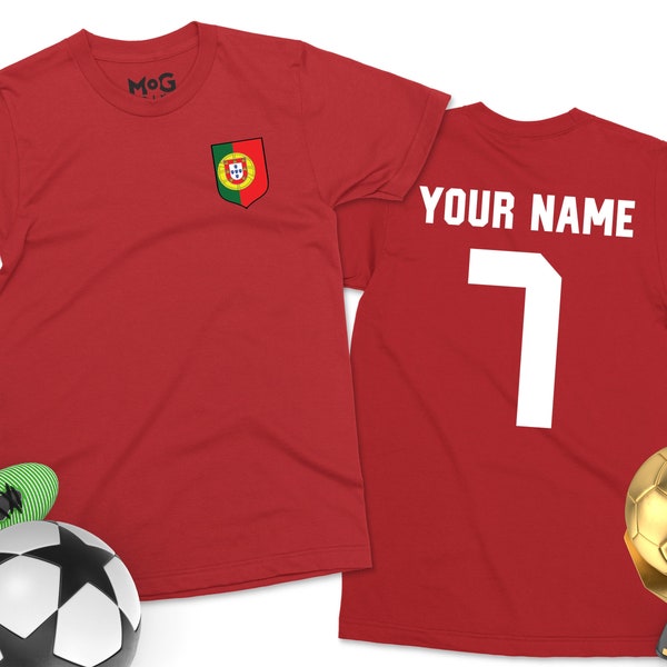 Portugal Fußball Trikot | Herren Damen Kinder | Team Portugal World Support Fußball Cup 2024 Tshirt | Name + Nummer personalisiertes futebol TShirt