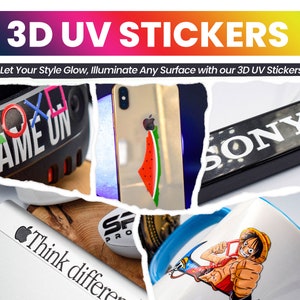 Acrylic Customised 3D UV DTF Sticker, Ready to Apply Waterproof Any Image Logo Gang Sheet Transfer, Personalised Phone Glass Wholesale DTF