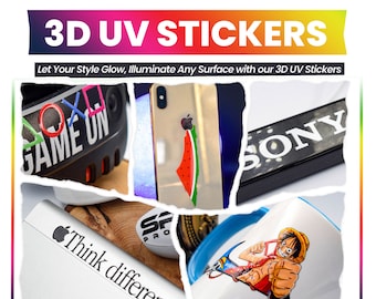 Acrylic Customised 3D UV DTF Sticker, Ready to Apply Waterproof Any Image Logo Gang Sheet Transfer, Personalised Phone Glass Wholesale DTF