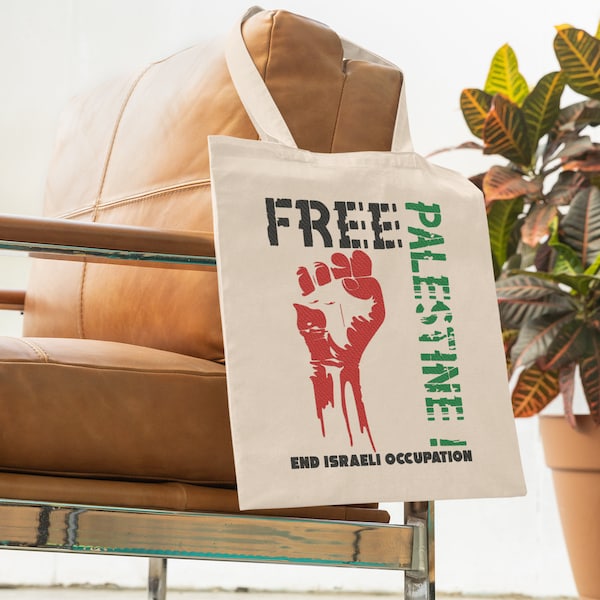 Free Palestine United People Anti-War End Israeli Occupation Support Tote Bag | Stand Against Oppression Political Awareness Graphic Bag