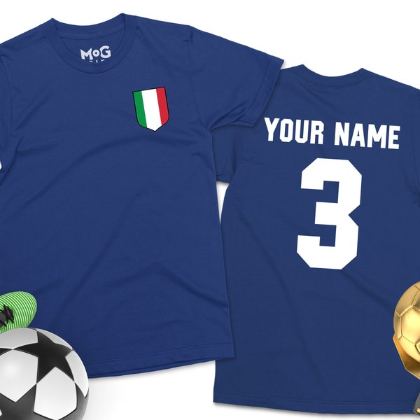 Italy Football Shirt | Men | Women | Kids | Italian Football Cup | Name + Number Personalised football Italia calcio Italia Football T-Shirt