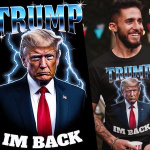 Rolig Trump-t-shirt, Vita husets president Donald med foto, skämt om jag är tillbaka med Trump, president Trump i kostymtopp, republikansk gåva