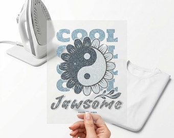 Personalised Glitter Iron On Transfers, Sparkling DTF Heat Transfer, Custom Ready to Press Cold Peel DTF for Gifting DIY Apparel