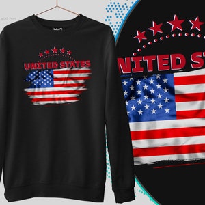 USA Football Flag Sweatshirt, United States of America Patriotic Jumper, National Tour American Supporter, USA Sweatshirt Gift for Fans