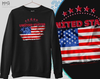USA Flag Football Sweatshirt, Patriotic American Pride Jumper, United States Soccer Fan Crewneck, 4th of July Gift Sweater